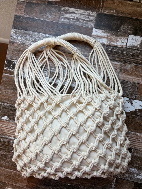 Forever 21 Handbags - Forever 21 Cream Macramé Knot Bag